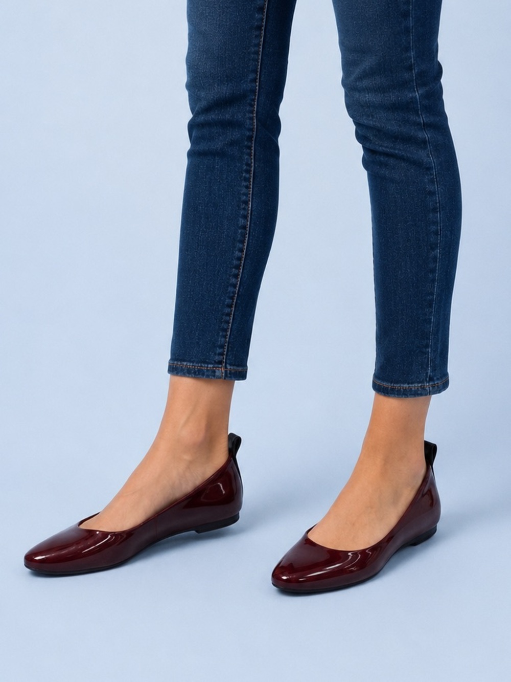 Karl Lagerfeld Paris Vada Flats Burgundy Patent Leather Pointed Toe Size 7 - Picture 2 of 11